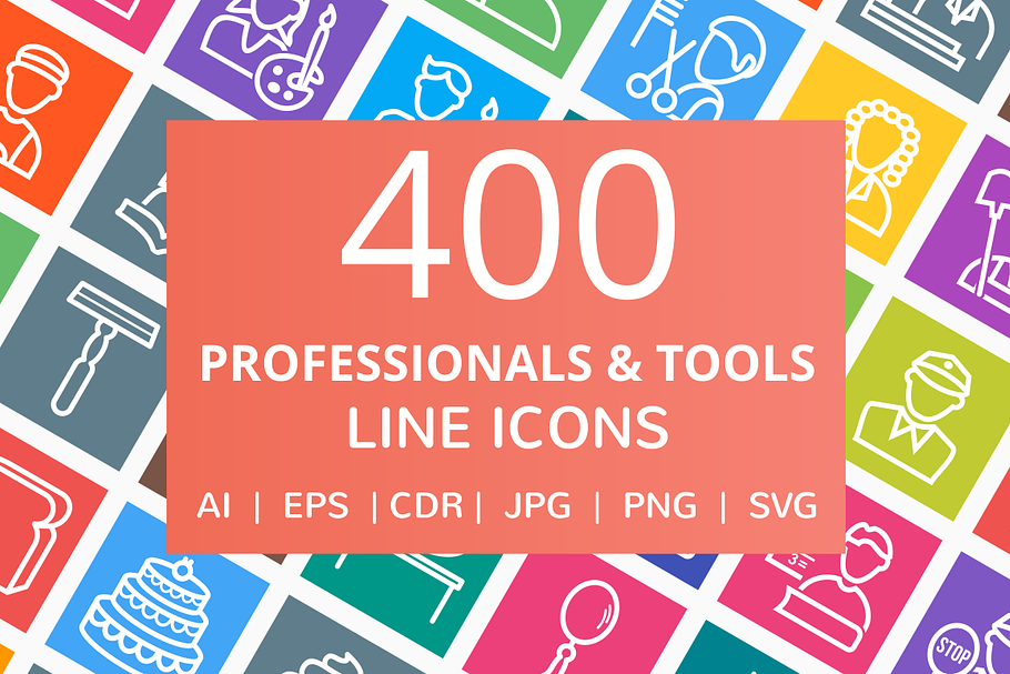 400 Professionals & Tools Line Icons