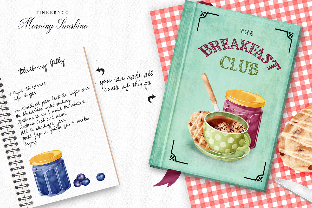 Watercolor Breakfast Coffee Set. in Illustrations - product preview 8