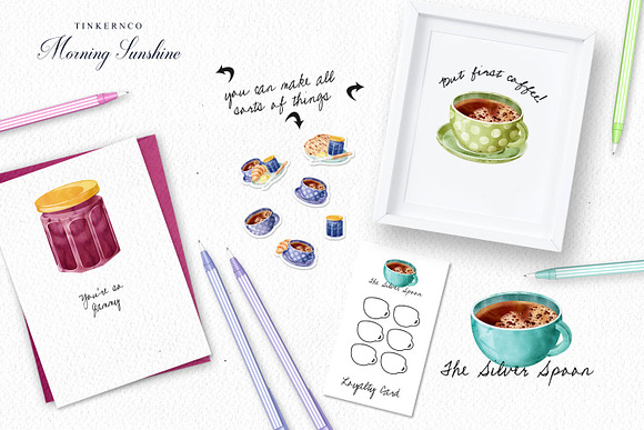 Watercolor Breakfast Coffee Set. in Illustrations - product preview 2