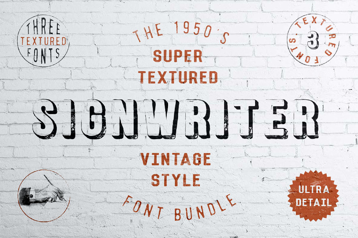 Sign Writer - textured font bundle in Display Fonts - product preview 8