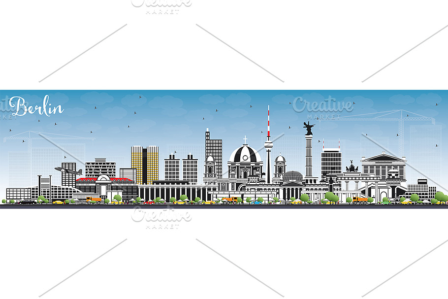 Berlin Germany Skyline in Illustrations - product preview 8