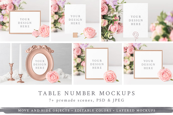 Wedding Table Number / Frame Mockups
