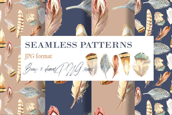 Seamless feather pattern+BONUS