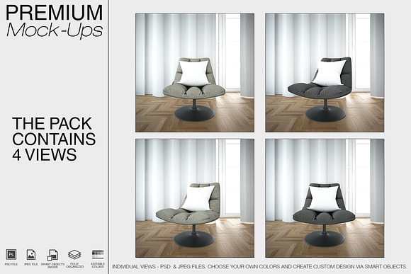 Throw Pillow & Curtains Mockup Set in Product Mockups - product preview 1