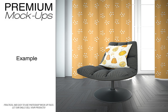 Throw Pillow & Curtains Mockup Set in Product Mockups - product preview 7