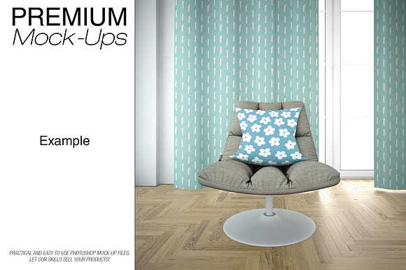 Throw Pillow & Curtains Mockup Set in Product Mockups - product preview 9
