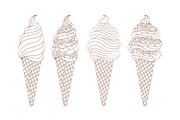 vector set of line drawing ice cream
