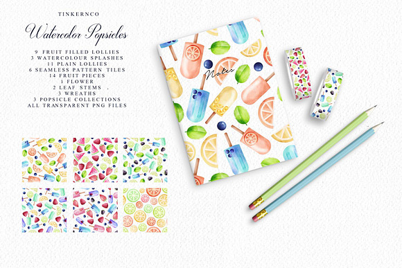 Watercolor Popsicle graphics set in Illustrations - product preview 2
