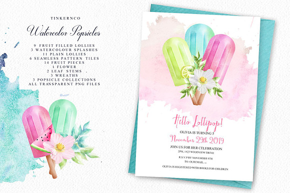 Watercolor Popsicle graphics set in Illustrations - product preview 4