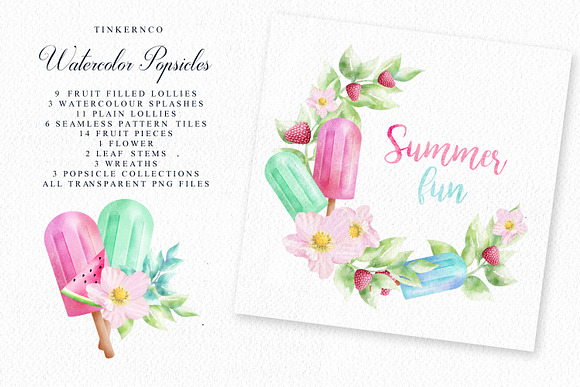 Watercolor Popsicle graphics set in Illustrations - product preview 5