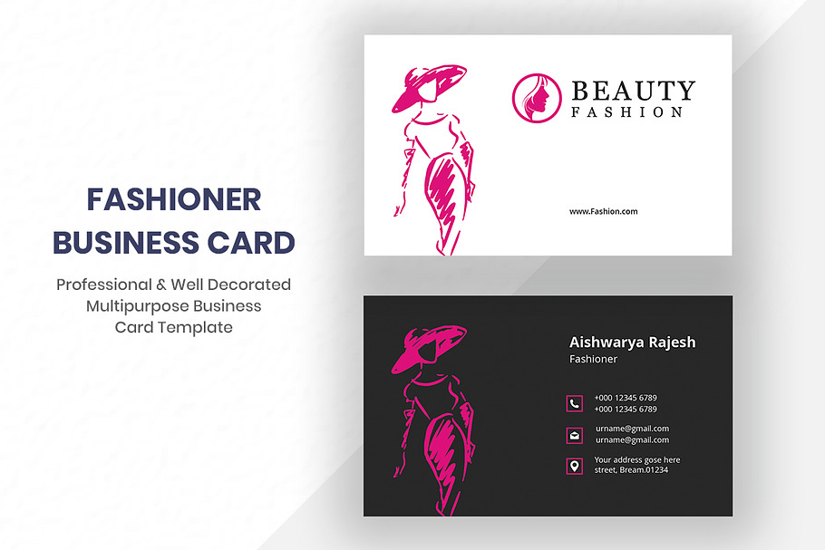 Fashion Business Card in Business Card Templates - product preview 8