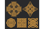 Vector celtic cross and knot set