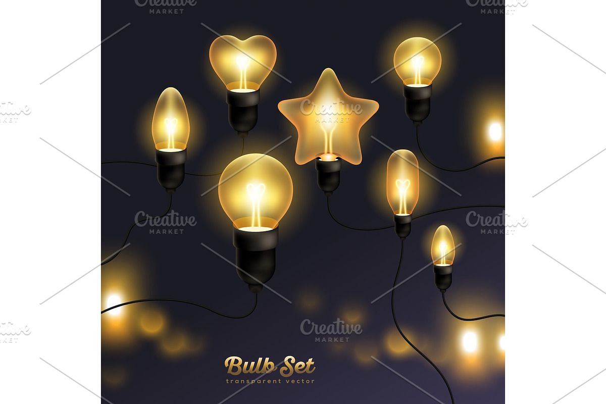 Set of realistic retro bulbs in Illustrations - product preview 8