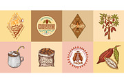 Cocoa and hot chocolate logos