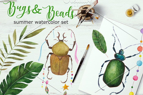 Bugs&Beads. Bright watercolor set