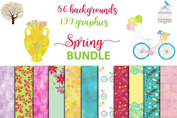 Spring BUNDLE graphics + backgrounds