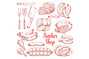 Vector sketch of butchery meat