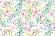 Flowers and leaves seamless pattern
