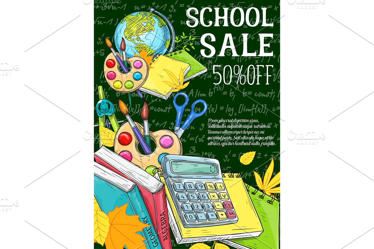 Education, school sale banner in Illustrations - product preview 8
