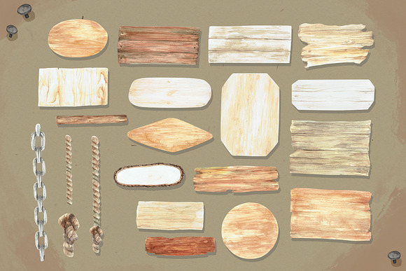 Watercolor Wooden Labels in Graphics - product preview 1