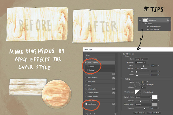 Watercolor Wooden Labels in Graphics - product preview 2