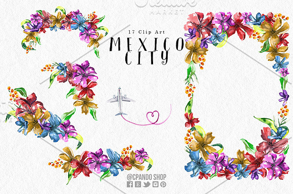 Mexico City watercolor clipa rt in Illustrations - product preview 1