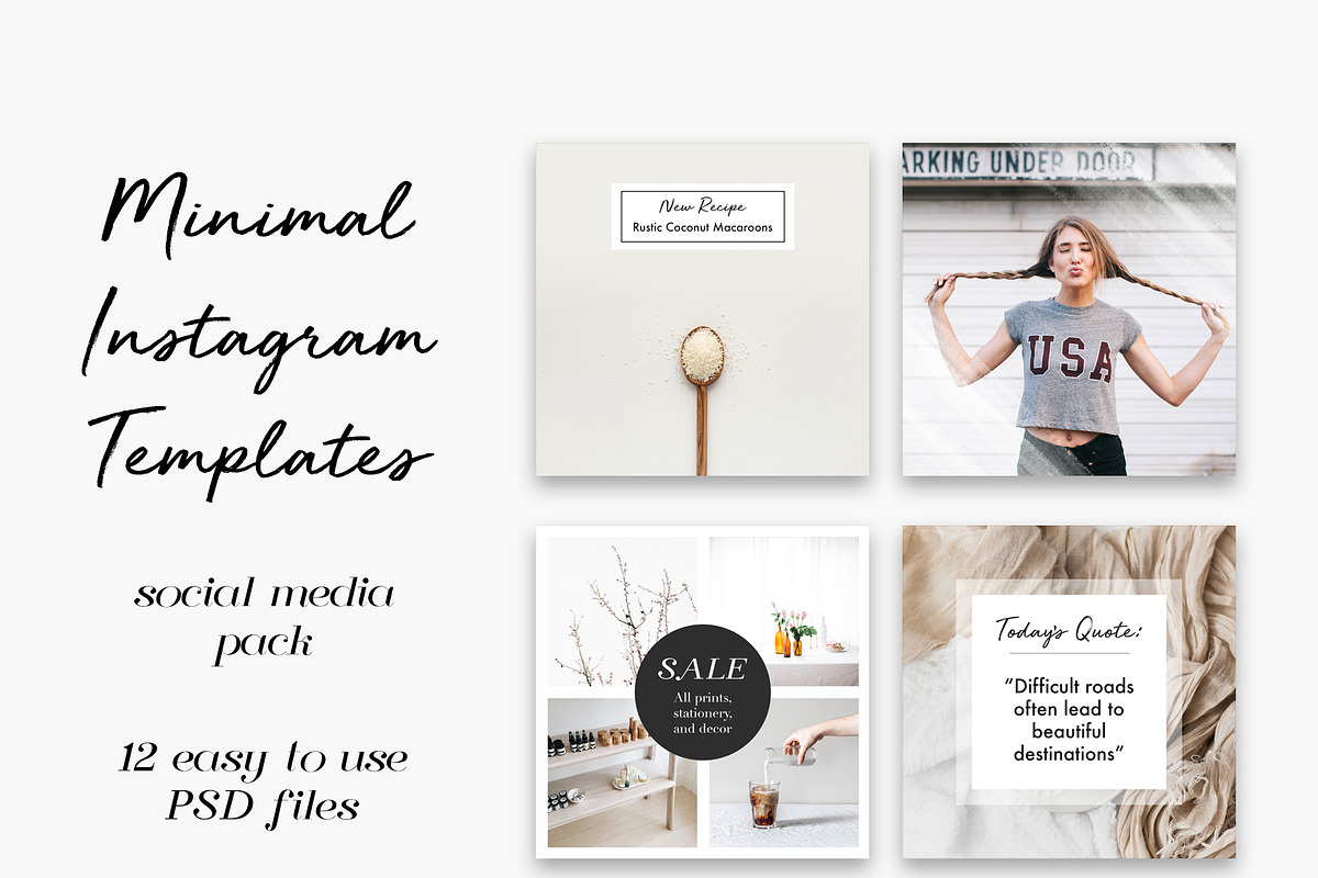 12 Minimal Instagram Templates in Instagram Templates - product preview 8