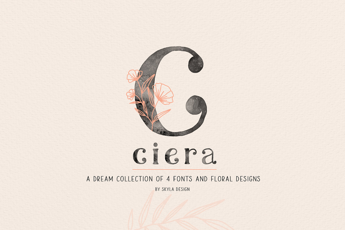 Ciera watercolor svg font & florals in Display Fonts - product preview 8