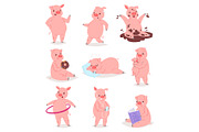 Cartoon pig vector piglet or piggy
