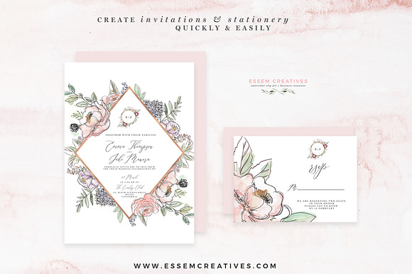 Garden Watercolor Flowers Clipart in Illustrations - product preview 1