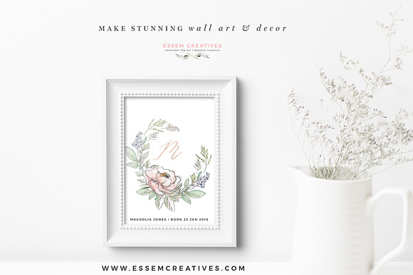 Garden Watercolor Flowers Clipart in Illustrations - product preview 3