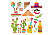 Mexican elements. Set of traditional