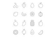 Various icons of fruits. Vegan