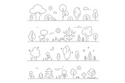 Landscapes with plants. Vector mono
