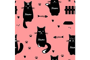 Cute cats seamless pattern
