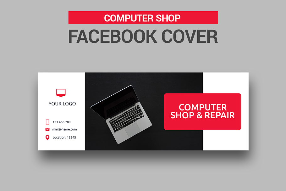 Computer Shop Facebook Cover Creative Photoshop Templates Creative Market