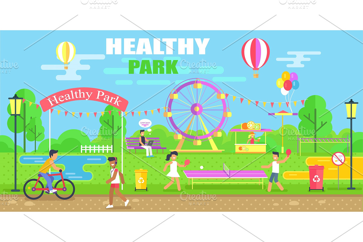 Healthy Park Happy Poster Vector in Illustrations - product preview 8