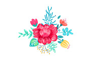 Closeup of Drawn Bouquet on Vector