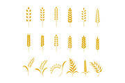 Set of simple wheats ears icons and