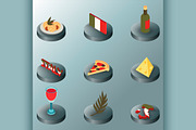 Italy color isometric icons