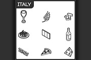 Italy outline isometric icons