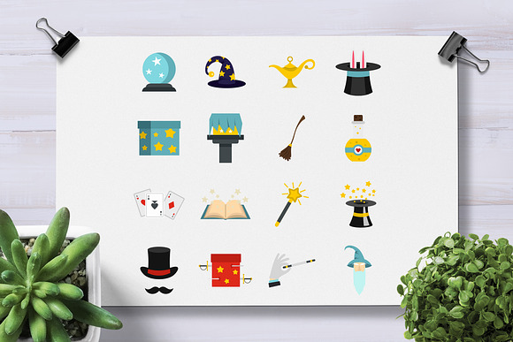 Magic icons set in flat style in Graphics - product preview 1