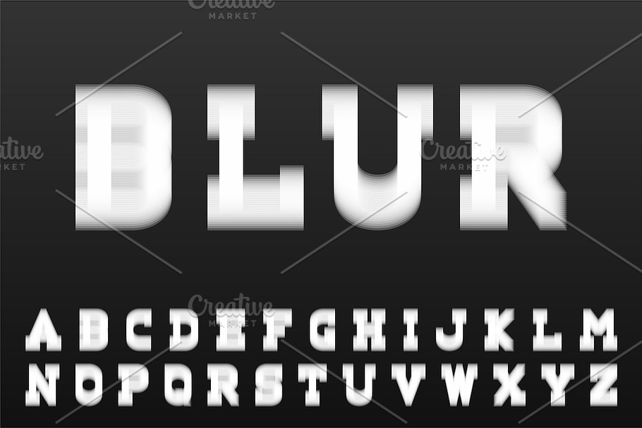White latin letters - blur font