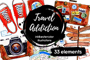 Travel Addiction watercolor sketches
