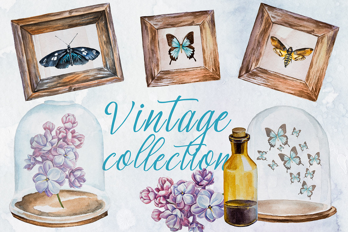 Watercolor Vintage Collection Set in Illustrations - product preview 8