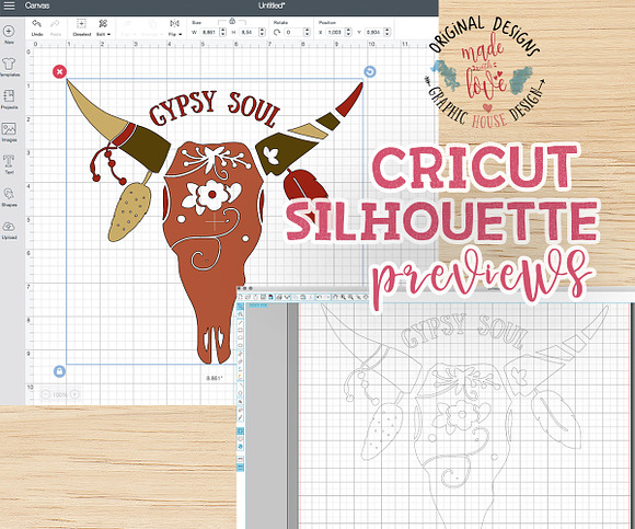 Gypsy Soul Bull Skull Cut File in Illustrations - product preview 1