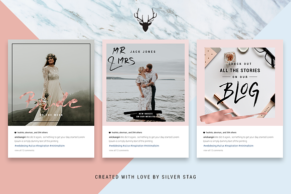 Rose Gold Hand-Drawn Instagram Posts in Instagram Templates - product preview 3
