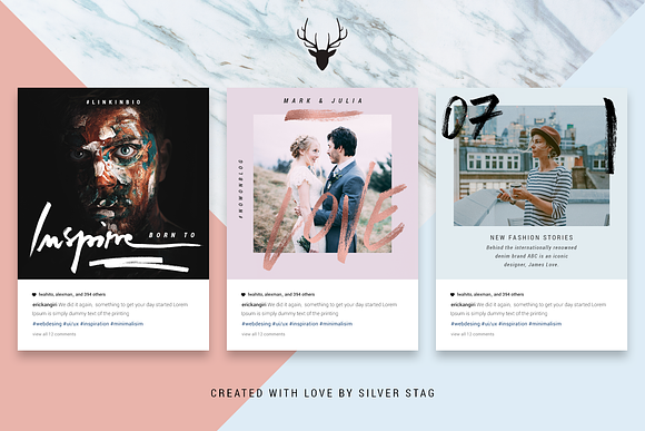 Rose Gold Hand-Drawn Instagram Posts in Instagram Templates - product preview 4