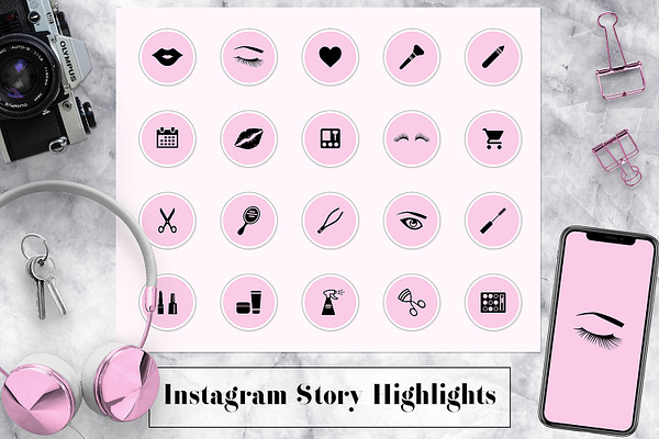Pink Insta Story Highlights Icons