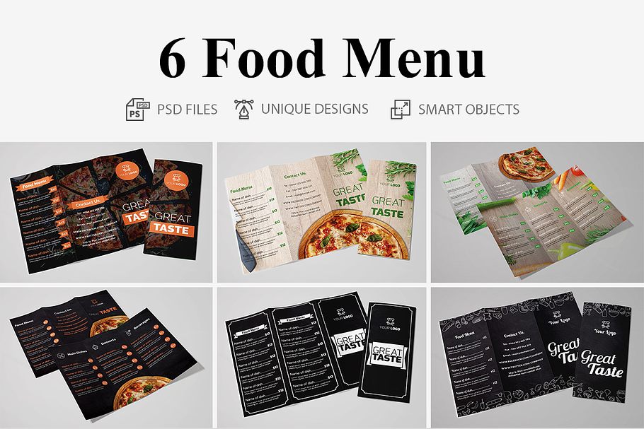 Food Menu Tri Fold Brochures